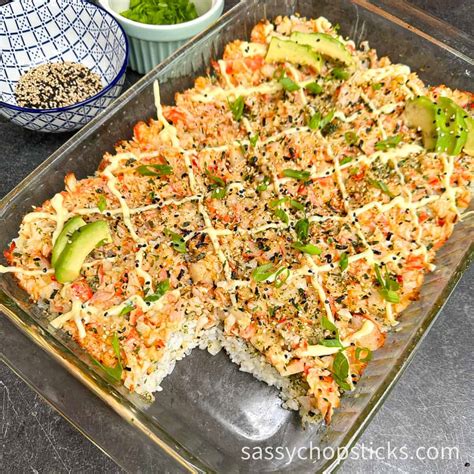 Sushi Bake Recipe Imitation Crab (Sushi Casserole) - Sassy Chopsticks