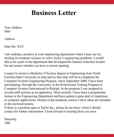 Business Letter Format Example 的图像结果