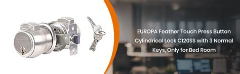 Europa Feather Touch Press Button Cylindrical Lock C120SS with 3 Normal ...