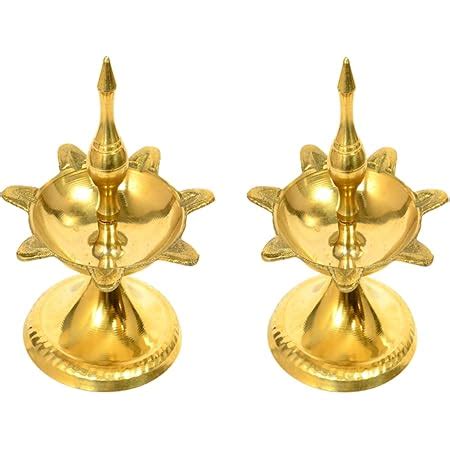 Buy AKS Brass Kerla Diya with Stand/Traditional Puja Diya Lamp with ...