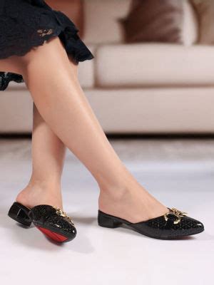 Buy Carlton London Women Modern Block Heel Mules Black (EURO 36) Online