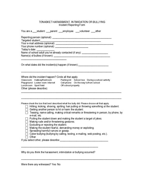 Fillable Online Harvard Public Schools Bullying Prevention and ...