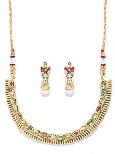 Buy PANASH Gold-Plated Multicolored Kundan Choker Set for Women & Girls ...