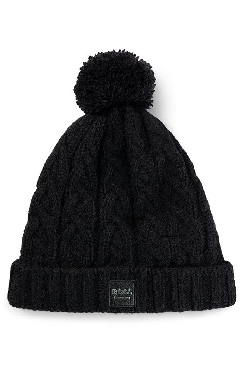 BOSS - Equestrian lightweight bobble hat with fleece inner - Black