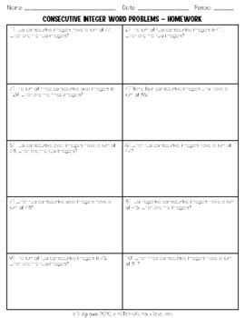 Image result for Consecutive Integers Word Problem