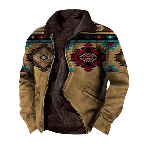 guisaled Mens Western Jacket 2025 Fuzzy Fleece Lined Vintage Winter ...