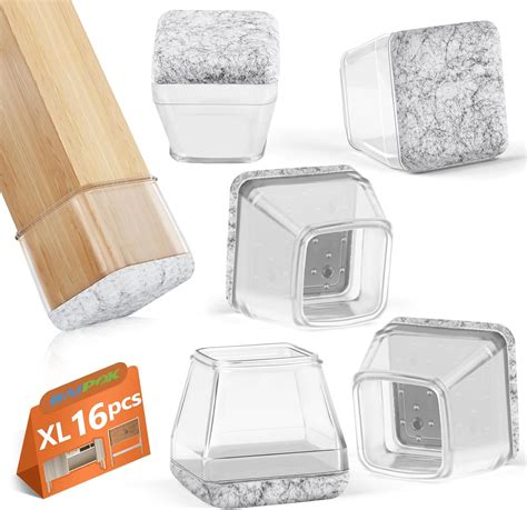 16Pcs Square Chair Leg Floor Protectors with Thickened Felt Pads ...
