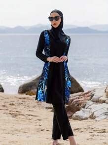 3 PiecesModest Muslim Women Full Coverage Swimsuit With Hoodie, Long ...