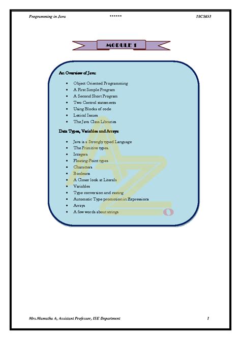 JAVA Model 1 3rd sem - MODULE 1 An Overview of Java: Object Oriented ...