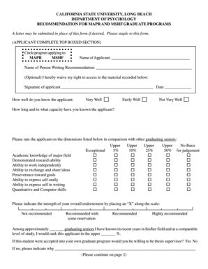 Fillable Online csulb Letter of Rec.p65 - csulb Fax Email Print - pdfFiller