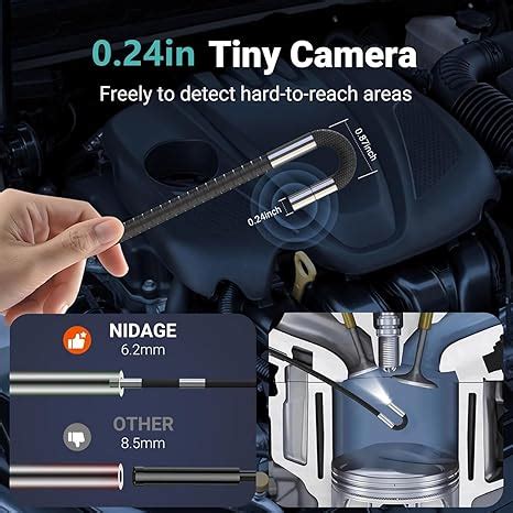 7'' IPS Screen Articulating Borescope NIDAGE 0.24in Endoscope Camera w ...