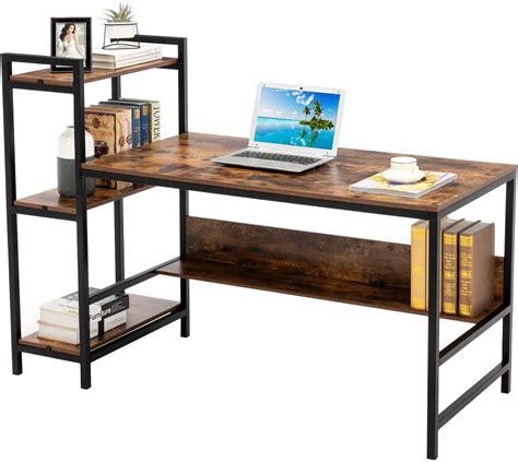 Deskio - Home Office Computer Desk with Shelves | Modern Sturdy Wood ...