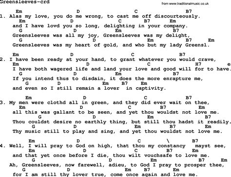 Kingston Trio song: Greensleeves, lyrics and chords