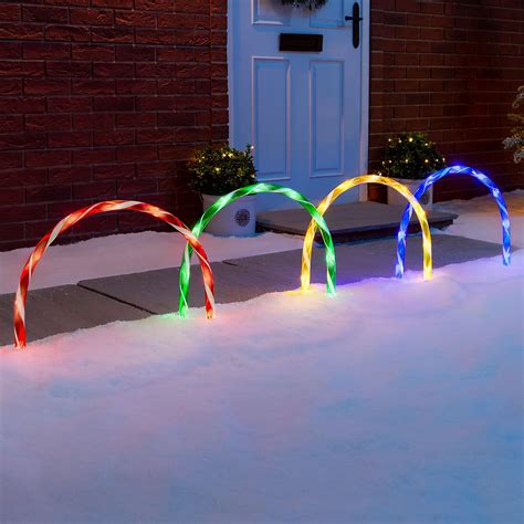 Christmas Pathway Lights LED Candy Cane Archway Path Decorations Set Of 4