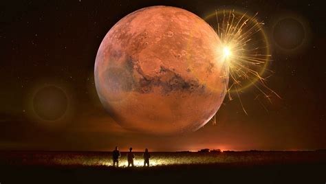 Radiant Orange Moon Over Fantasy Field – 4K Ultra HD Wallpaper