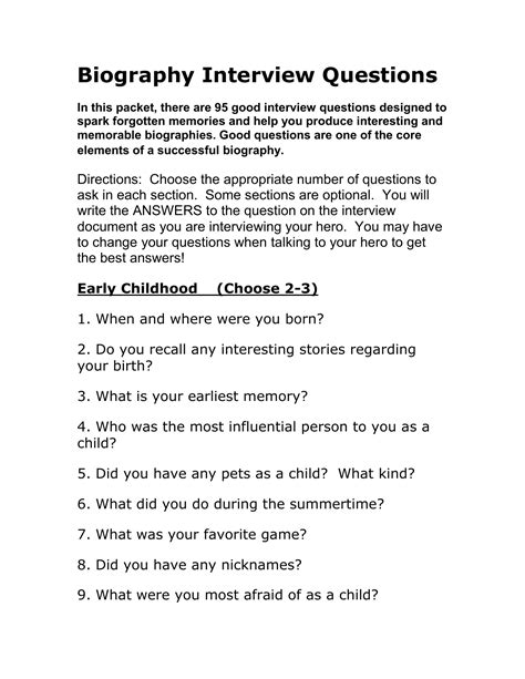 Biography Interview Questions