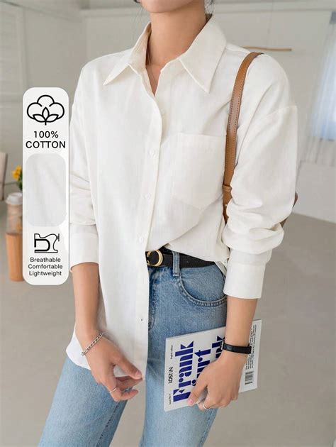 DAZY Patched Pocket Drop Shoulder Shirt,Long Sleeve Tops,Fall Clothes ...
