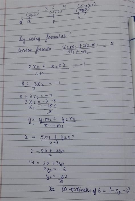 if the point p (-1,2) divides the line segment joining a (2,5) and b in ...