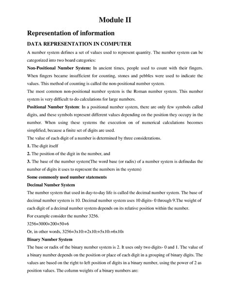 C-Data representation in computer - Module II Representation of ...