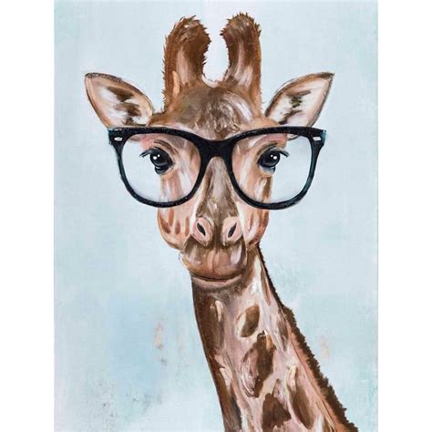 Giraffe with Glasses Canvas Wall Art, 12x16 | At Home