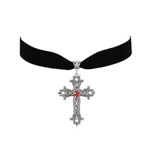 RareLove Red Rhinestone Gothic Cross Necklace Gothic Jewelry Black ...
