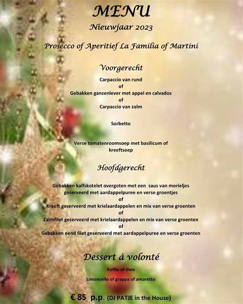 Menu at La Familia, Sint-Niklaas