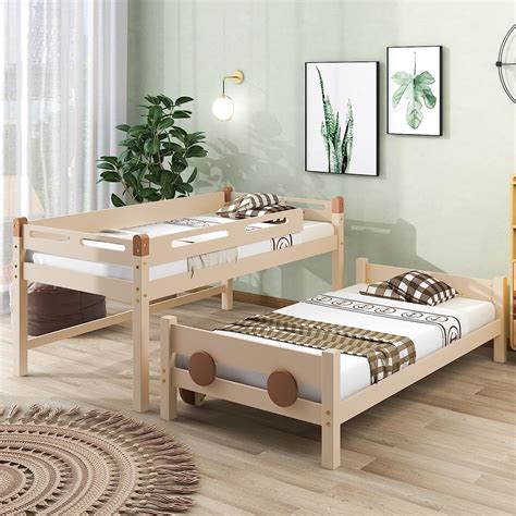 Buy Low Bunk Bed Twin Over Twin, Car-Shaped Bunk Bed with Decorative ...