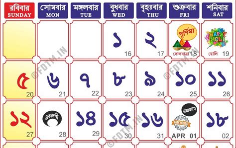1428 Bengali Calendar - Chaitra 1428, 2022 - 2023 Bengali Calendar ...