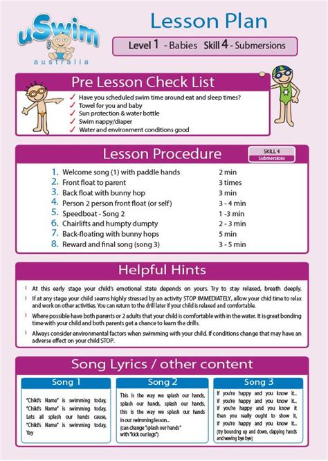 Swimming Lesson Plans Examples 的图像结果