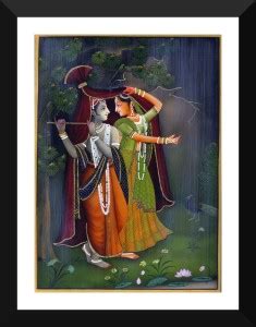 Tallenge - Krishna With Radha Playing Flute In Vrindavana Painting ...