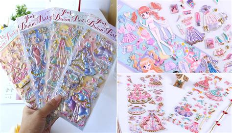 FunBlast Kawaii Sticker Set – Set of 2 Princess Dress-Up Change ...