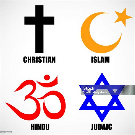 Vetores de Conjunto De Símbolos Da Religião Mundial Cristianismo Islã Hinduísmo E Judaísmo e ... - ratio of hindu and muslim in india