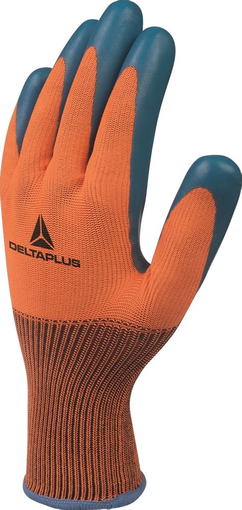 VE733OR07 Delta Plus | Delta Plus VE733 Orange Polyester Latex Gloves ...