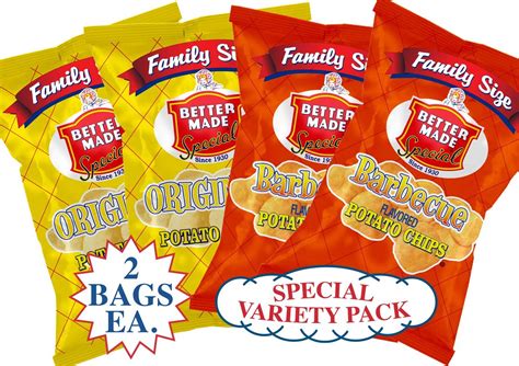 Buy Better Made Special Original & BBQ Potato Chips Variety Pack (4) x ...