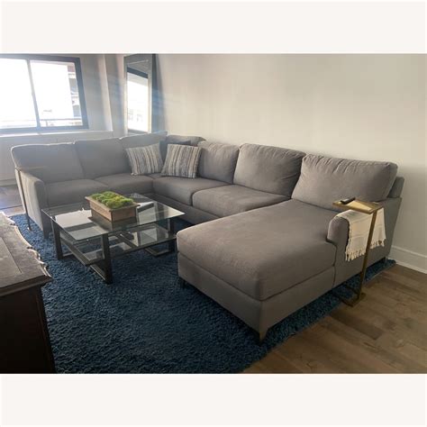 Bassett Custom Dark Grey Sectional Sofa - AptDeco