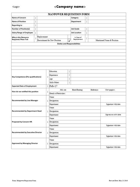 Image result for Manpower Requisition Form