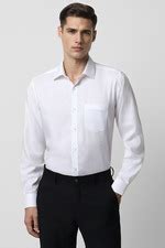 Buy Men White Regular Fit Solid Full Sleeves Formal Shirt Online ...