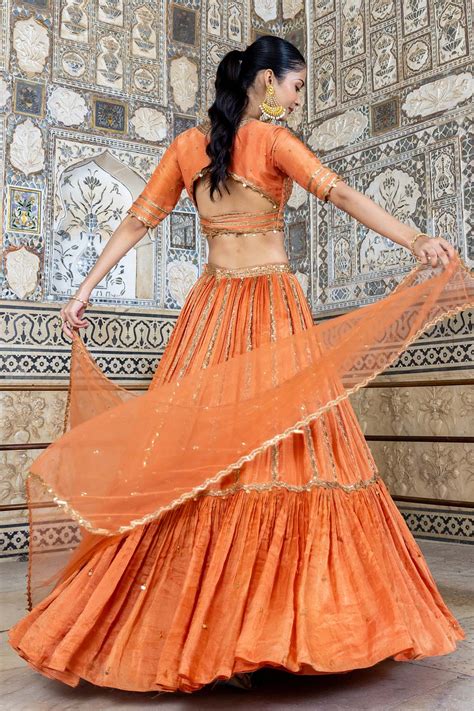 VIBRANT TANGERINE COLOR LEHENGA SET – Krina Patel