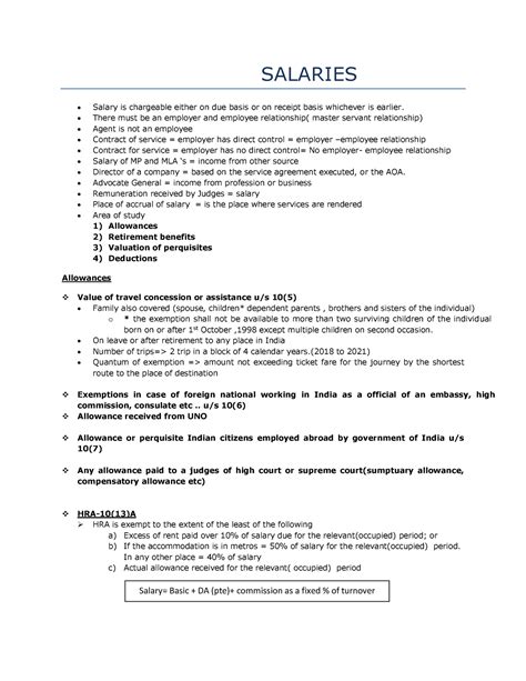 Salaries 1 - Lecture notes 1 - SALARIES Salary is chargeable either on ...