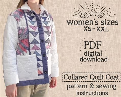 Women's Collared Quilt Coat - PDF Sewing Pattern - Etsy | Quilted ...