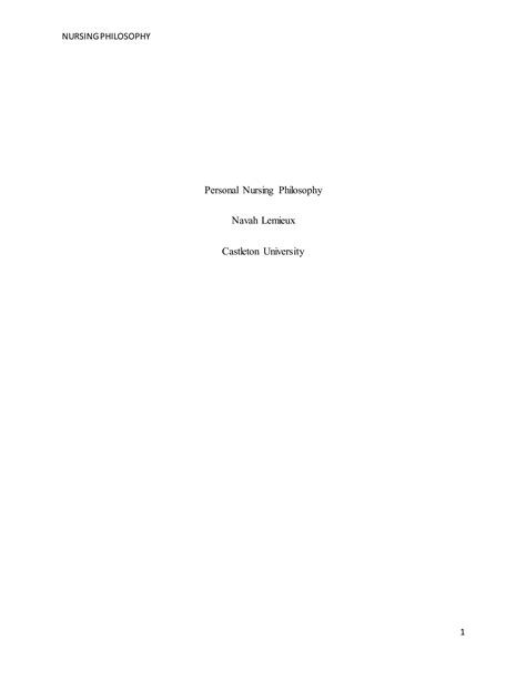 Nursing philosophy paper | PDF
