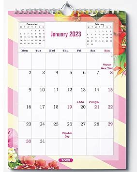 AccuPrints 2023 Floral Wall Hanging Calendar and Planner with Set of 12 ...