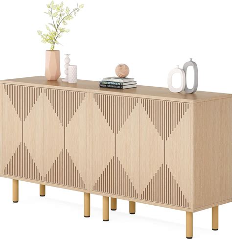 Tribesigns Storage Cabinet, 59 inches Credenza with Accent Shelves ...