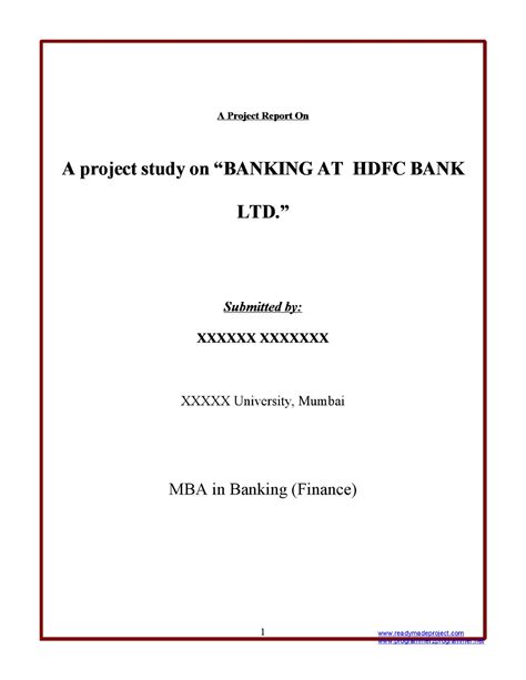 Hdfc - HDFC Bank project - Masters of Business Administration - Studocu