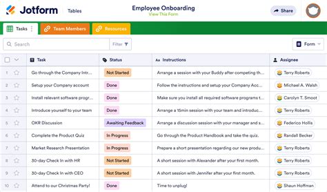 Employee Onboarding Template | Jotform Tables
