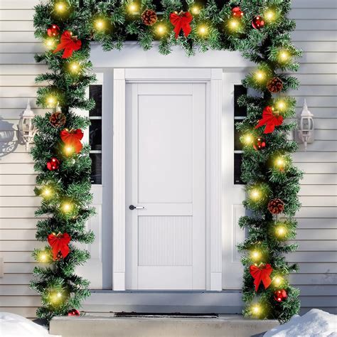 Amazon.com: 15ft Outdoor Christmas Garland with 100 Warm LED Pre-lit ...