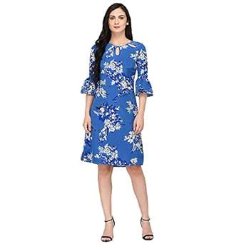 Buy Purys Women's Synthetic a-line midi Dress (SS4184DRSBLUE_Blue_XL ...