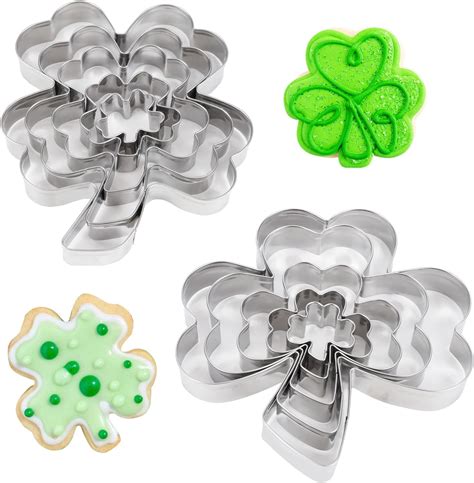 Amazon.com: 10PCS Shamrock Cookie Cutter Set,Four Leaf Clover Shaped ...