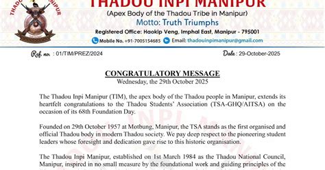 THADOU INPI MANIPUR: CONGRATULATORY MESSAGE ~ KHALVONTAWI - Voice of ...