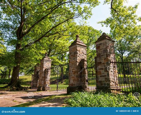 A Gated Entrance Leading into the Homewood Cemetery in Pittsburgh ...